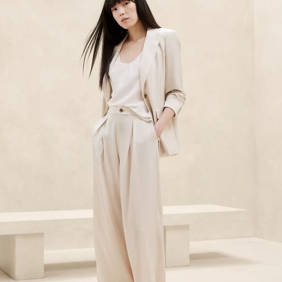 Banana Republic Cream Wide Leg Jumpsuit with Blazer Top - Picture 1 of 12